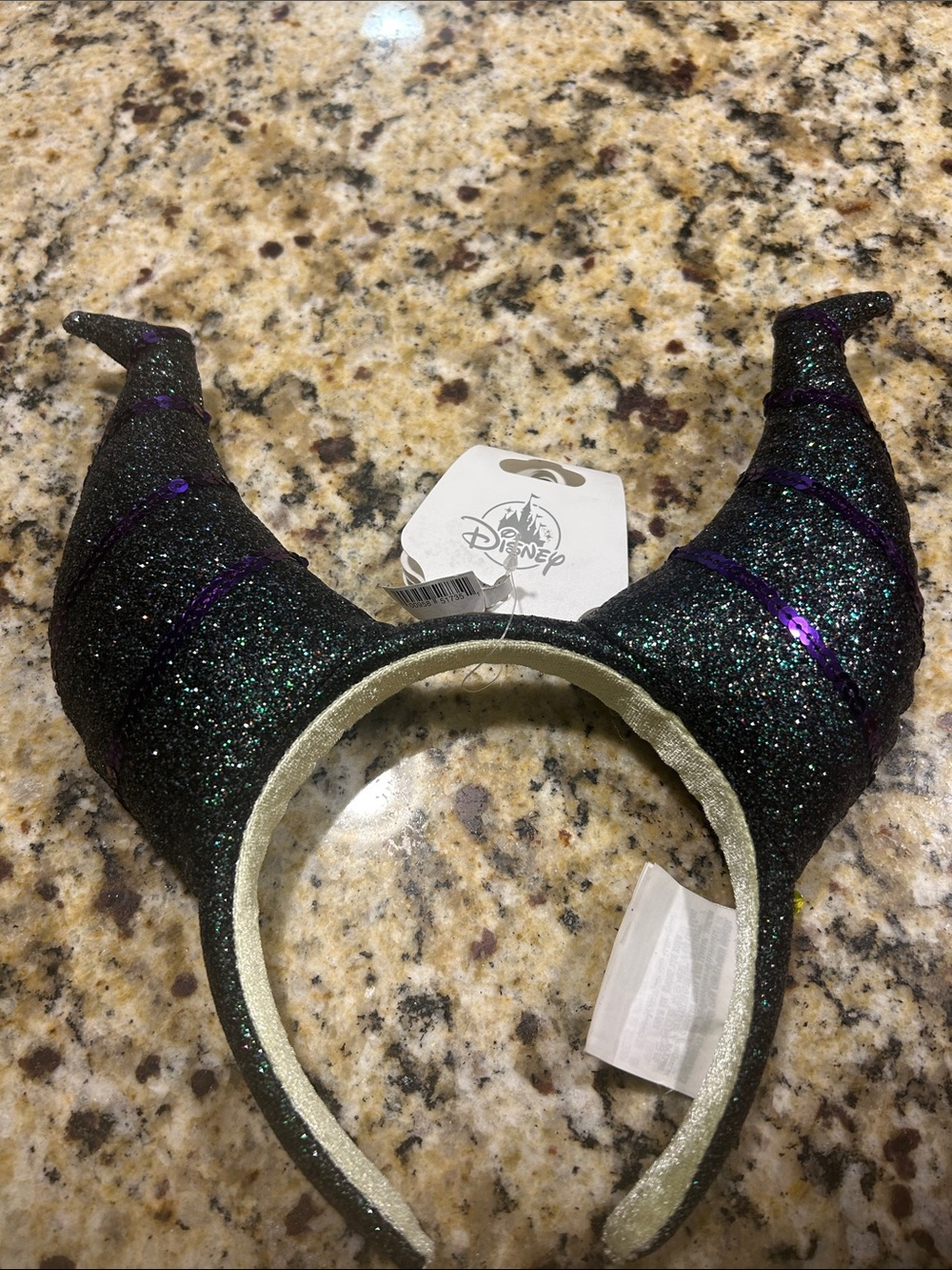 Disney Black Glitter Horn Headband with Purple Accents